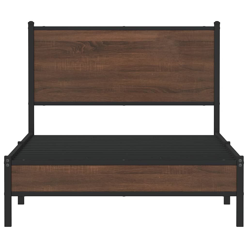 sengeramme 100x200 cm uden madras metal brun egetræsfarve
