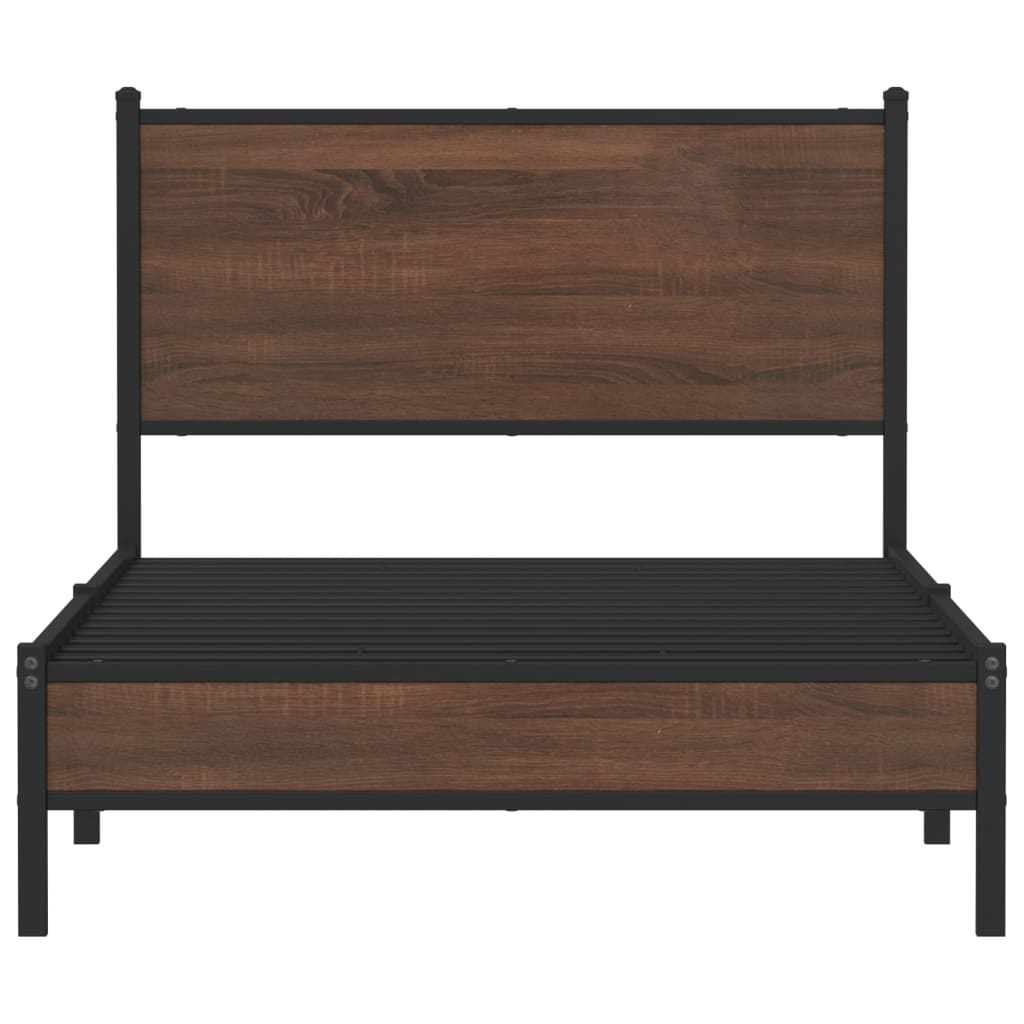 sengeramme 107x203 cm uden madras metal brun egetræsfarve