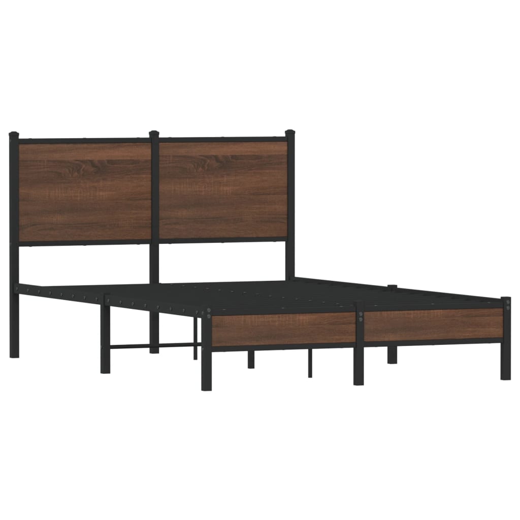 sengeramme 120x200 cm uden madras metal brun egetræsfarve