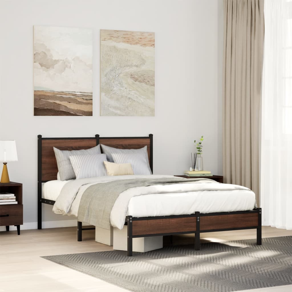 sengeramme 120x200 cm uden madras metal brun egetræsfarve