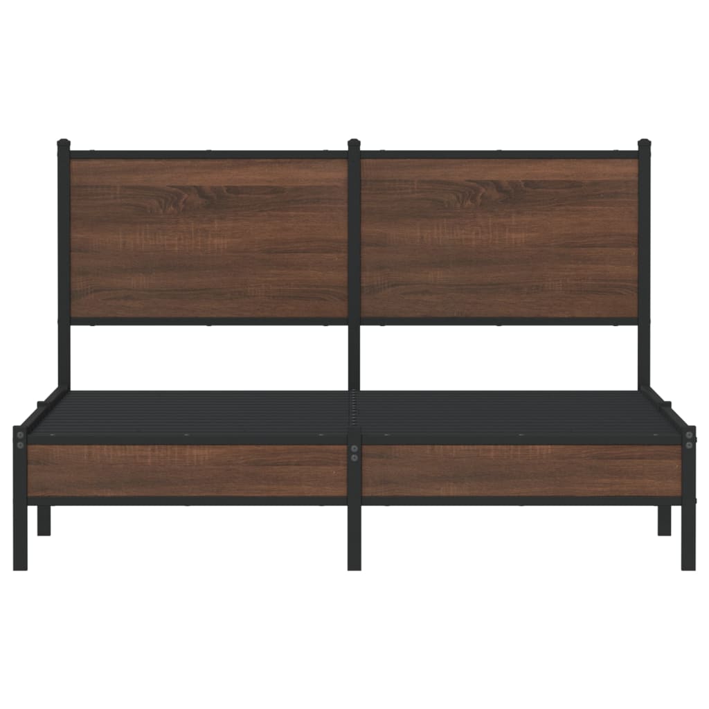 sengeramme 140x200 cm uden madras metal brun egetræsfarve