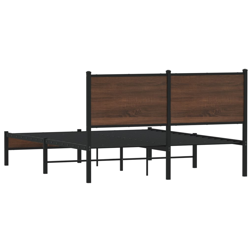 sengeramme 140x200 cm uden madras metal brun egetræsfarve
