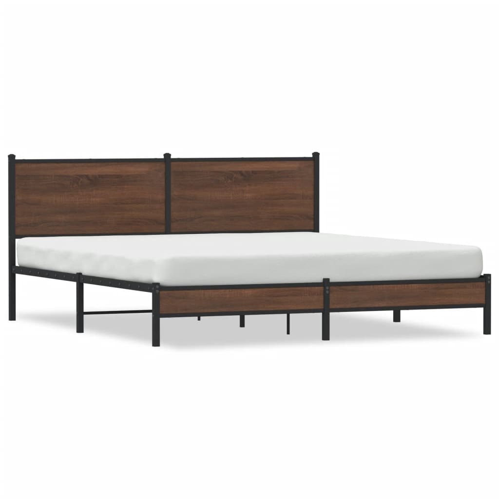 sengeramme uden madras 160x200 cm metal brun egetræsfarve
