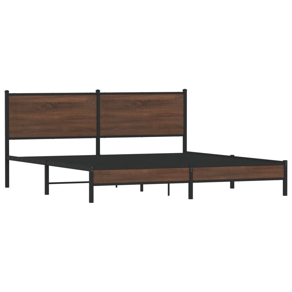 sengeramme uden madras 160x200 cm metal brun egetræsfarve
