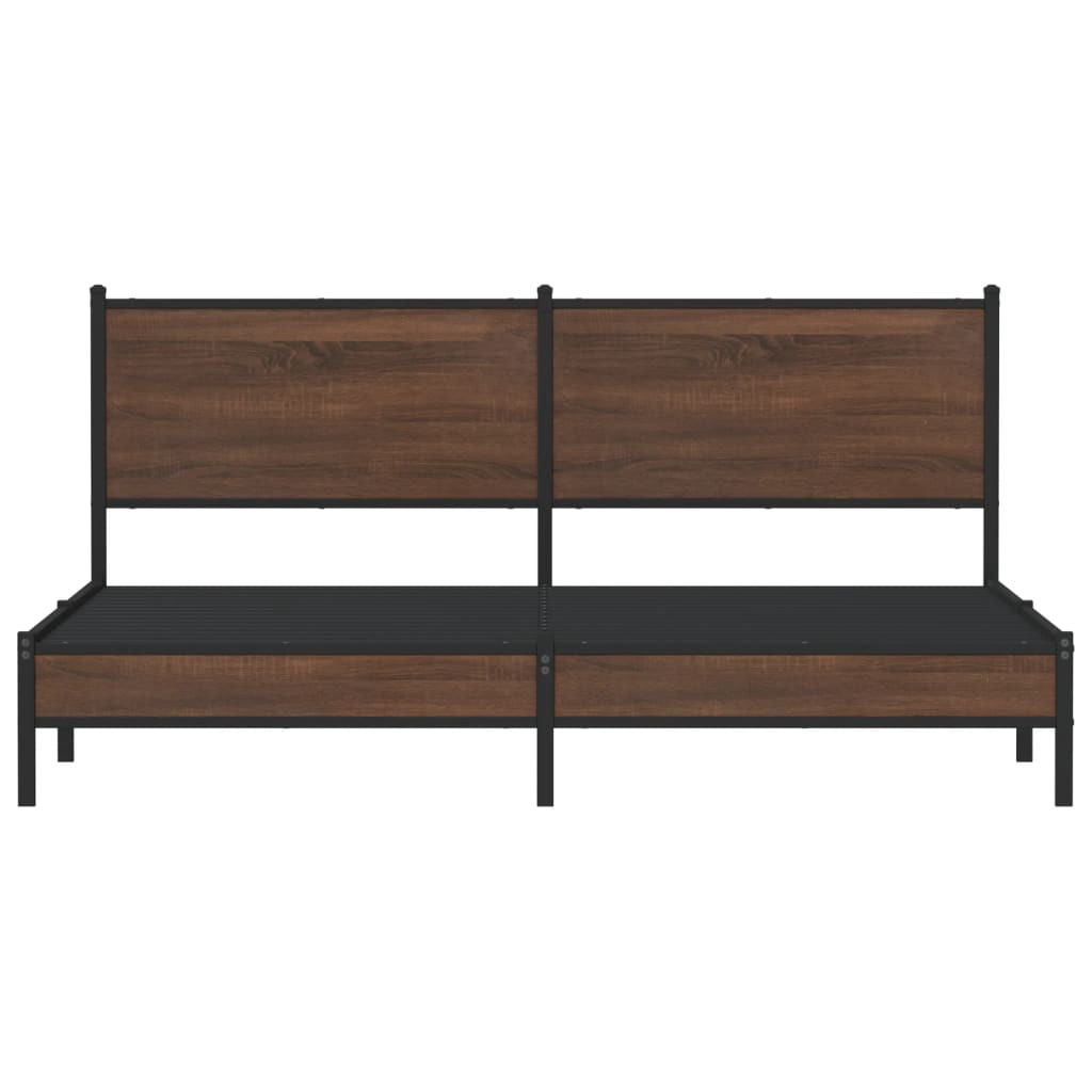 sengeramme uden madras 160x200 cm metal brun egetræsfarve