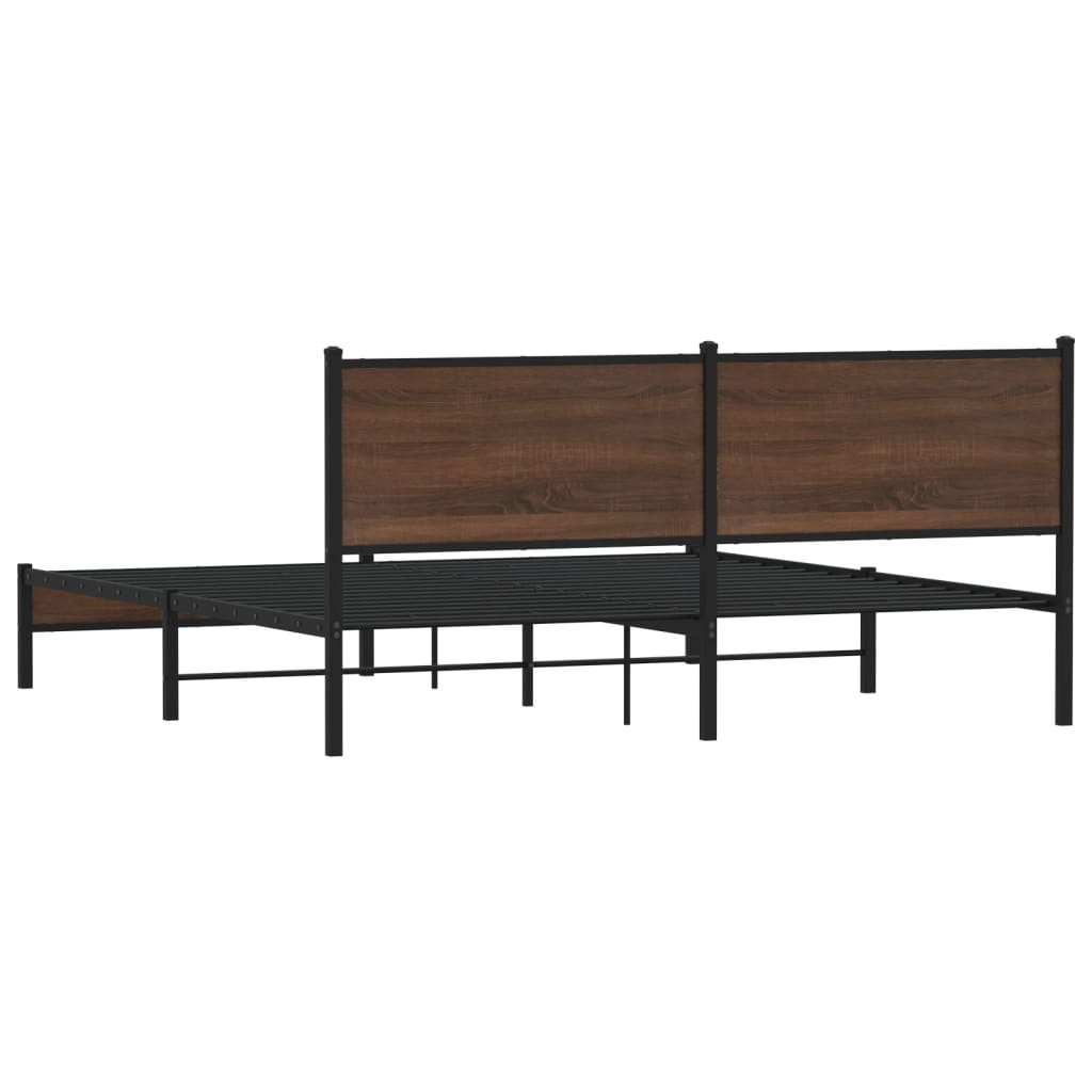 sengeramme uden madras 160x200 cm metal brun egetræsfarve