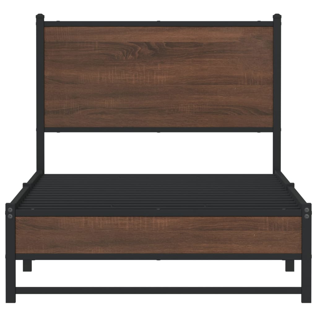 sengeramme 75x190 cm uden madras metal brun egetræsfarve