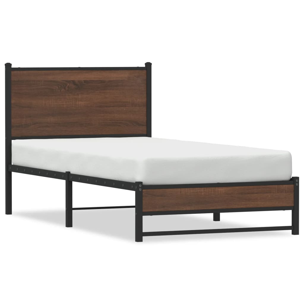 sengeramme 80x200 cm uden madras metal brun egetræsfarve