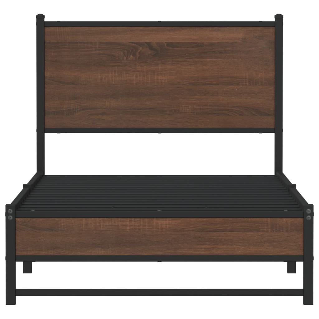 sengeramme 80x200 cm uden madras metal brun egetræsfarve