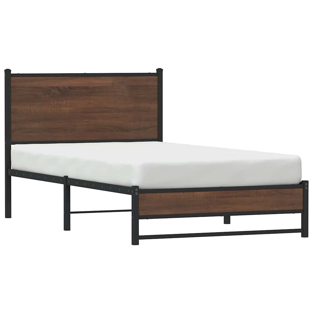 sengeramme 100x200 cm uden madras metal brun egetræsfarve