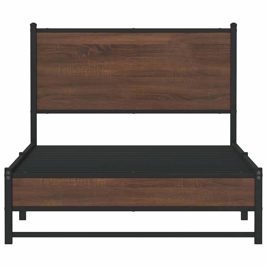 sengeramme 100x200 cm uden madras metal brun egetræsfarve