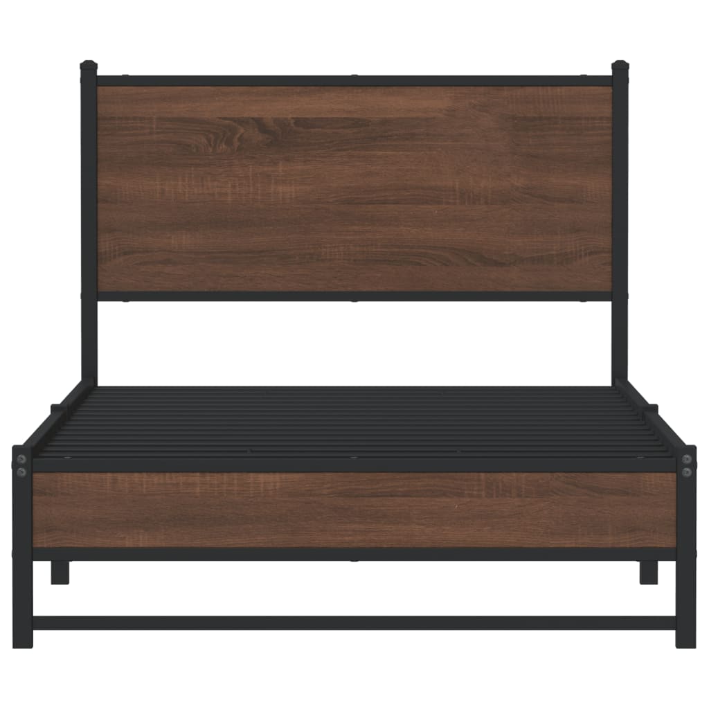 sengeramme 107x203 cm uden madras metal brun egetræsfarve