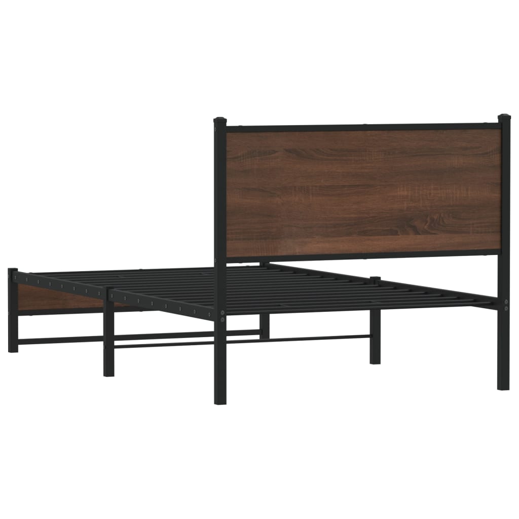 sengeramme 107x203 cm uden madras metal brun egetræsfarve