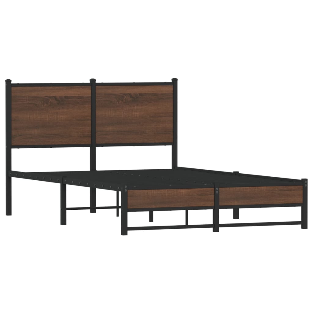 sengeramme 120x190 cm uden madras metal brun egetræsfarve
