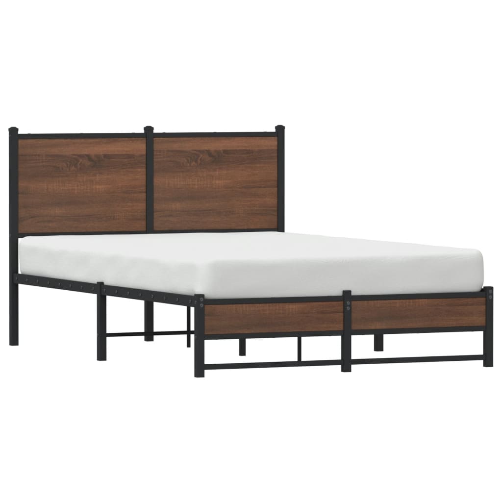 sengeramme 120x190 cm uden madras metal brun egetræsfarve