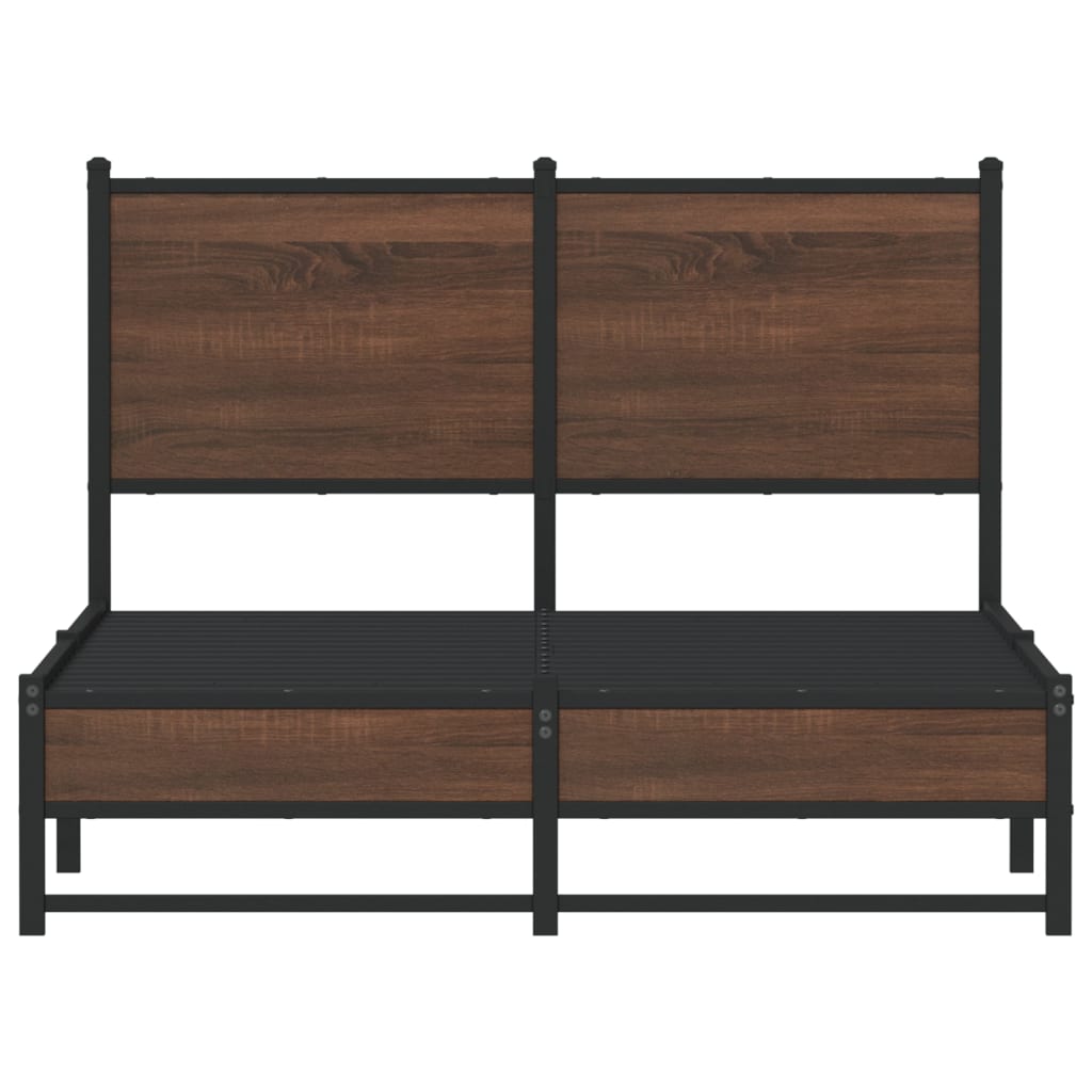 sengeramme 120x190 cm uden madras metal brun egetræsfarve