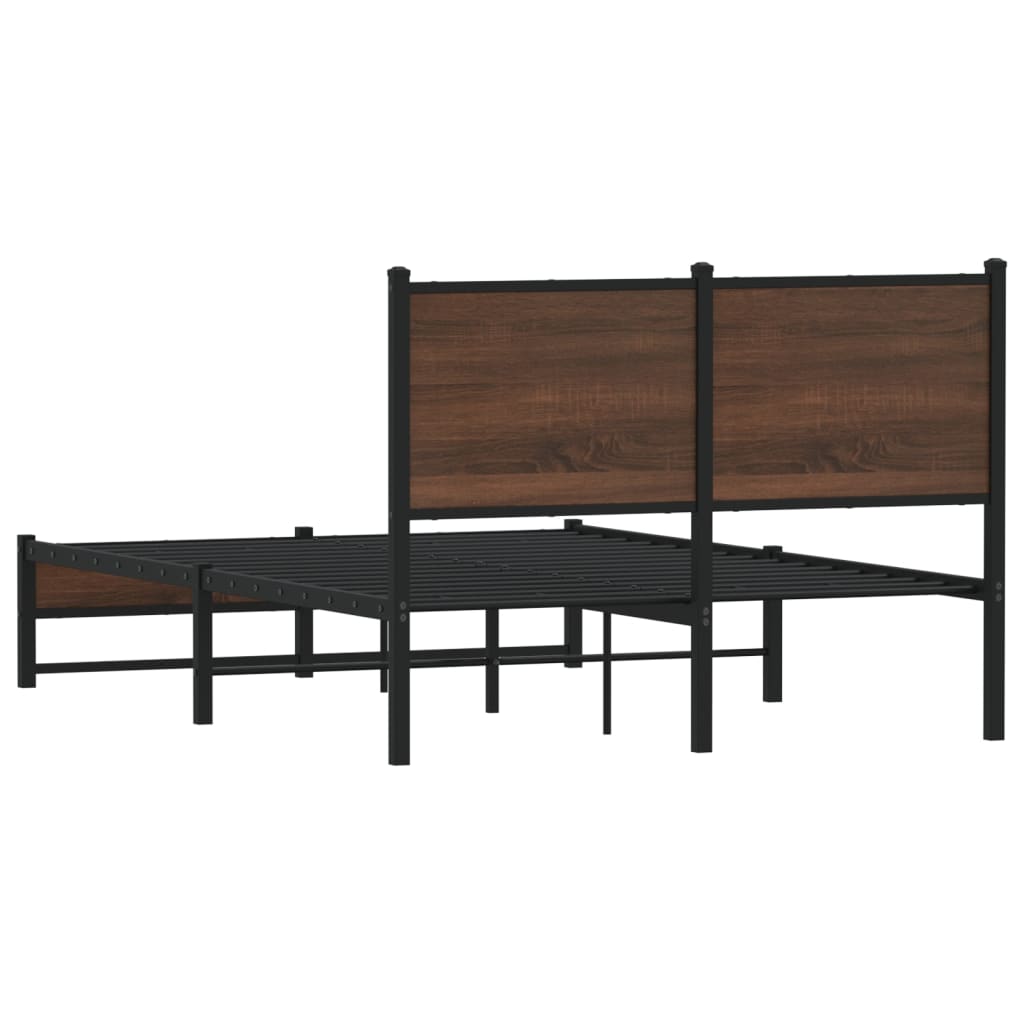 sengeramme 120x190 cm uden madras metal brun egetræsfarve