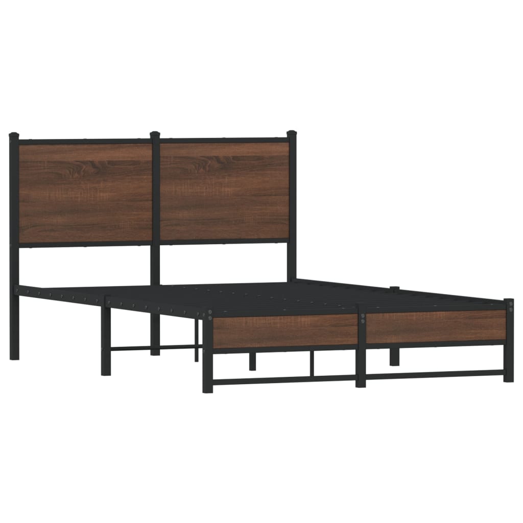 sengeramme 120x200 cm uden madras metal brun egetræsfarve