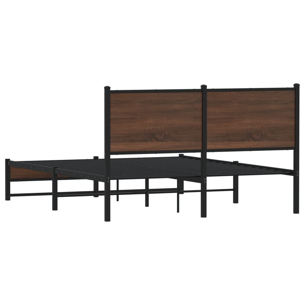 sengeramme 140x190 cm uden madras metal brun egetræsfarve