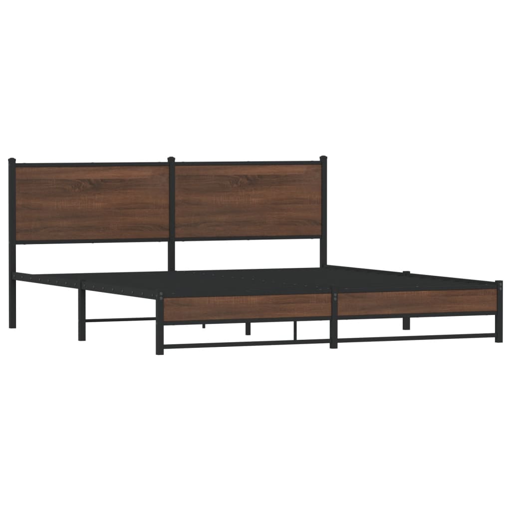 sengeramme uden madras 160x200 cm metal brun egetræsfarve