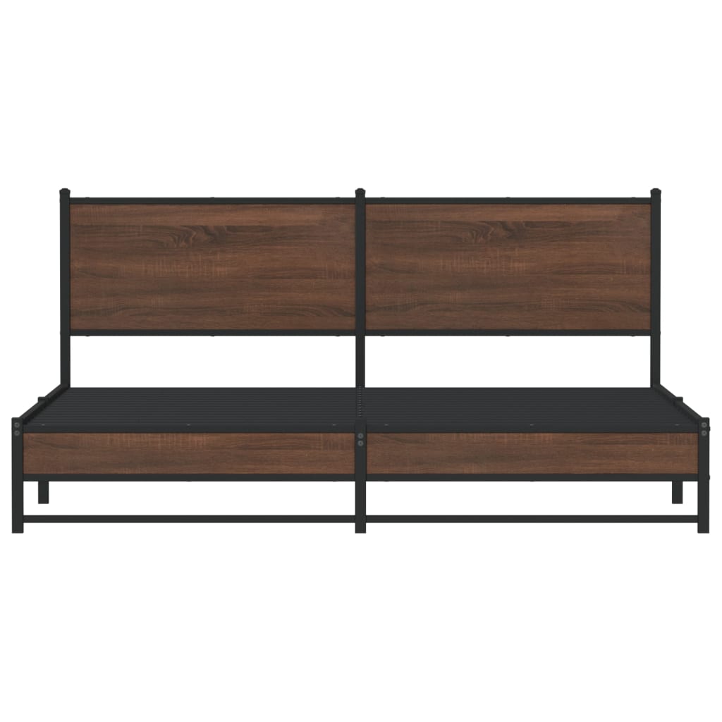 sengeramme uden madras 160x200 cm metal brun egetræsfarve
