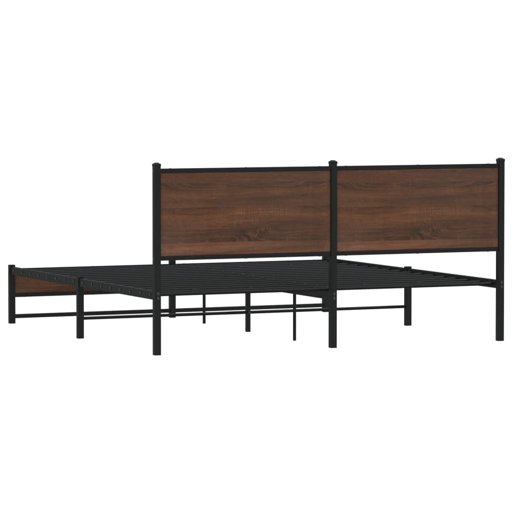 sengeramme uden madras 160x200 cm metal brun egetræsfarve