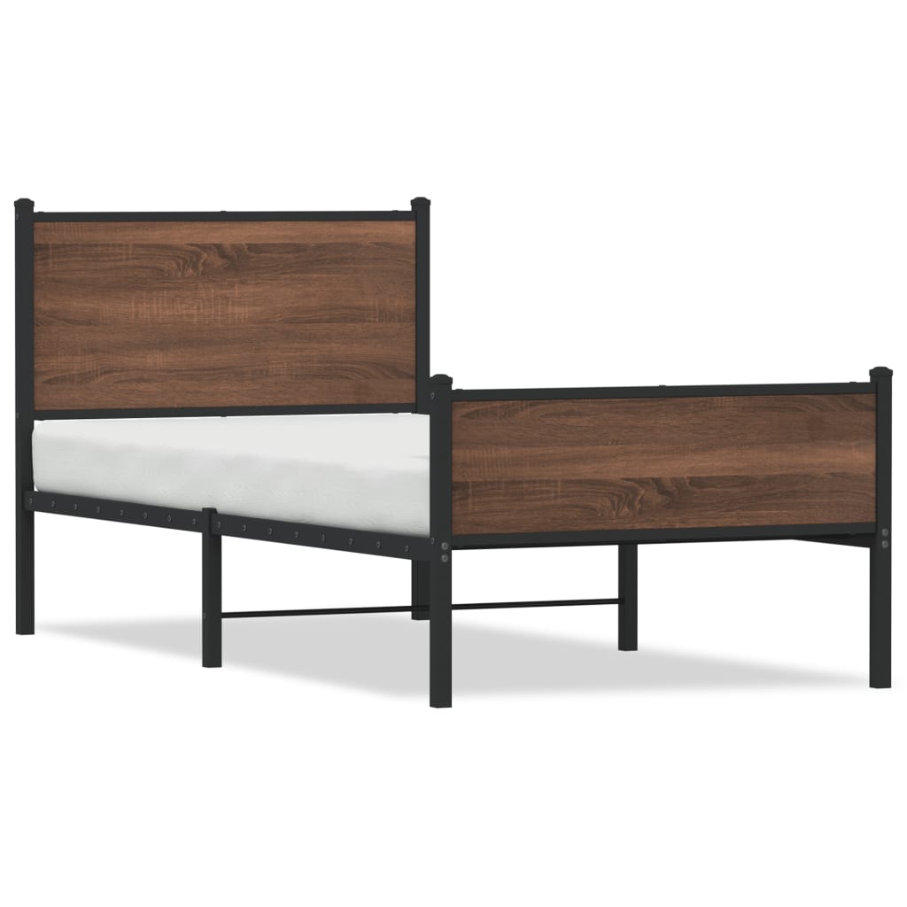 sengeramme 75x190 cm uden madras metal brun egetræsfarve