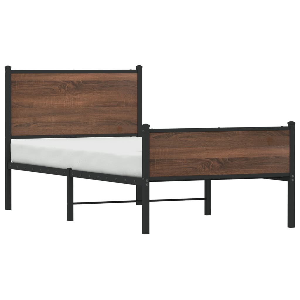 sengeramme 75x190 cm uden madras metal brun egetræsfarve