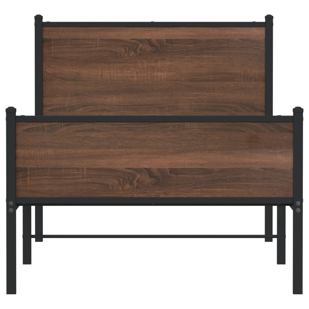 sengeramme 75x190 cm uden madras metal brun egetræsfarve