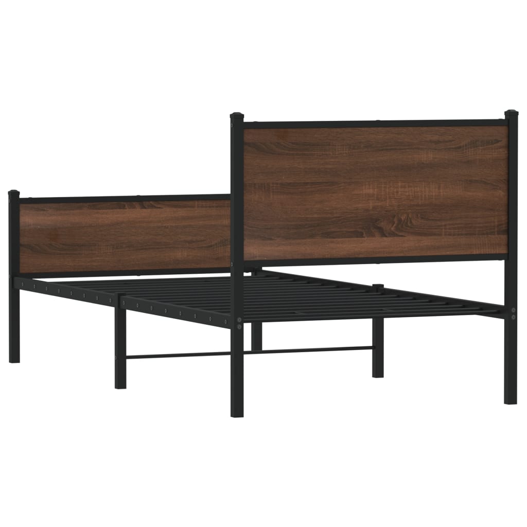sengeramme 80x200 cm uden madras metal brun egetræsfarve