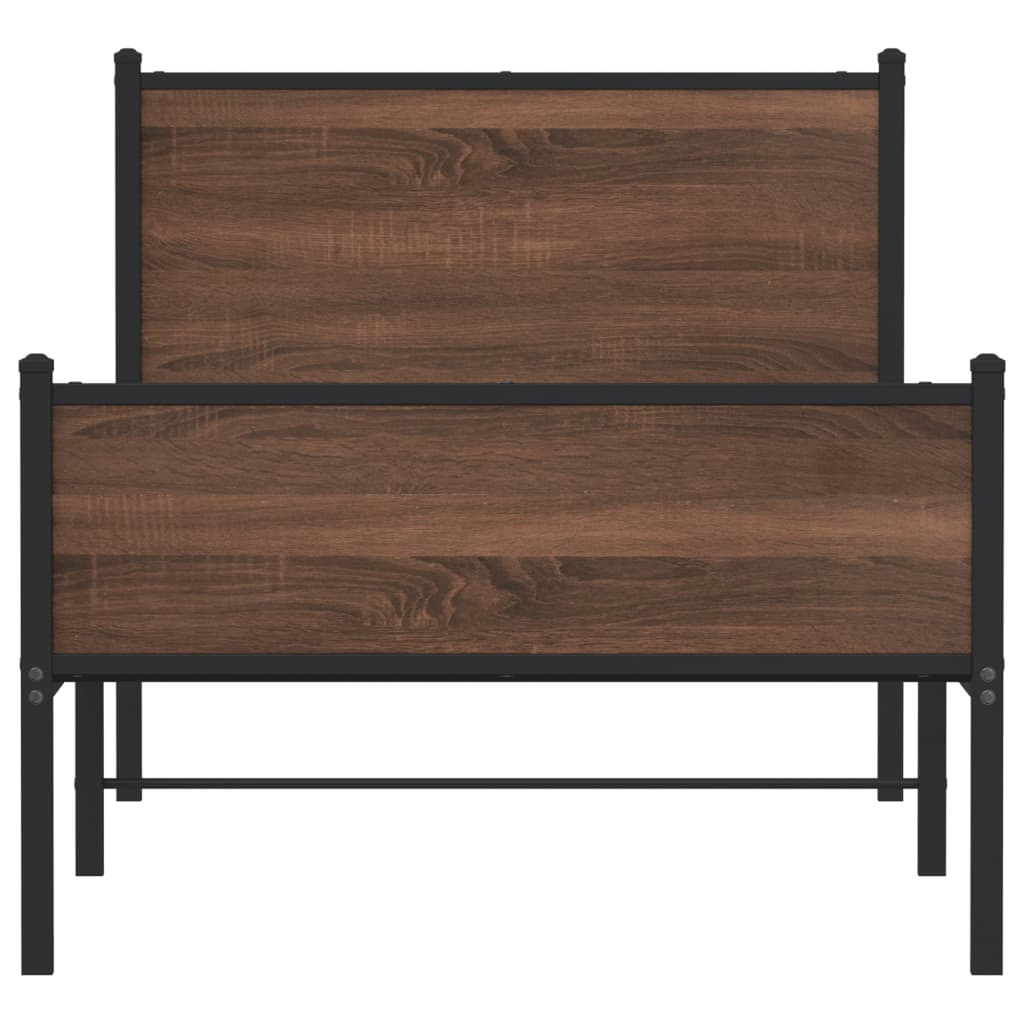 sengeramme 90x200 cm uden madras metal brun egetræsfarve