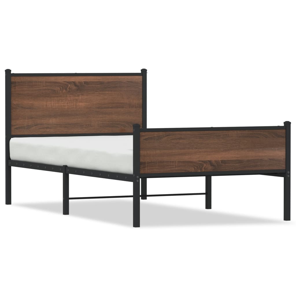 sengeramme 100x190 cm uden madras metal brun egetræsfarve