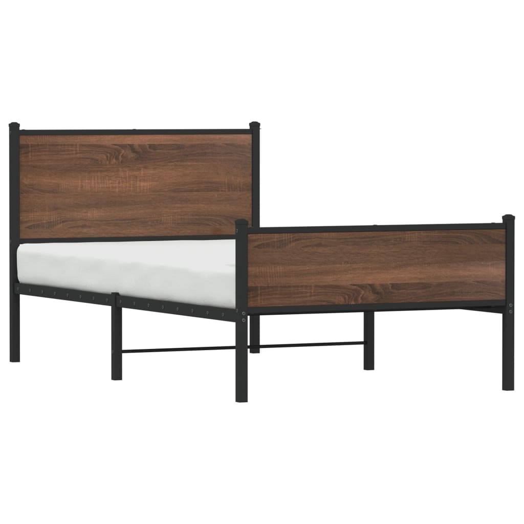 sengeramme 100x190 cm uden madras metal brun egetræsfarve