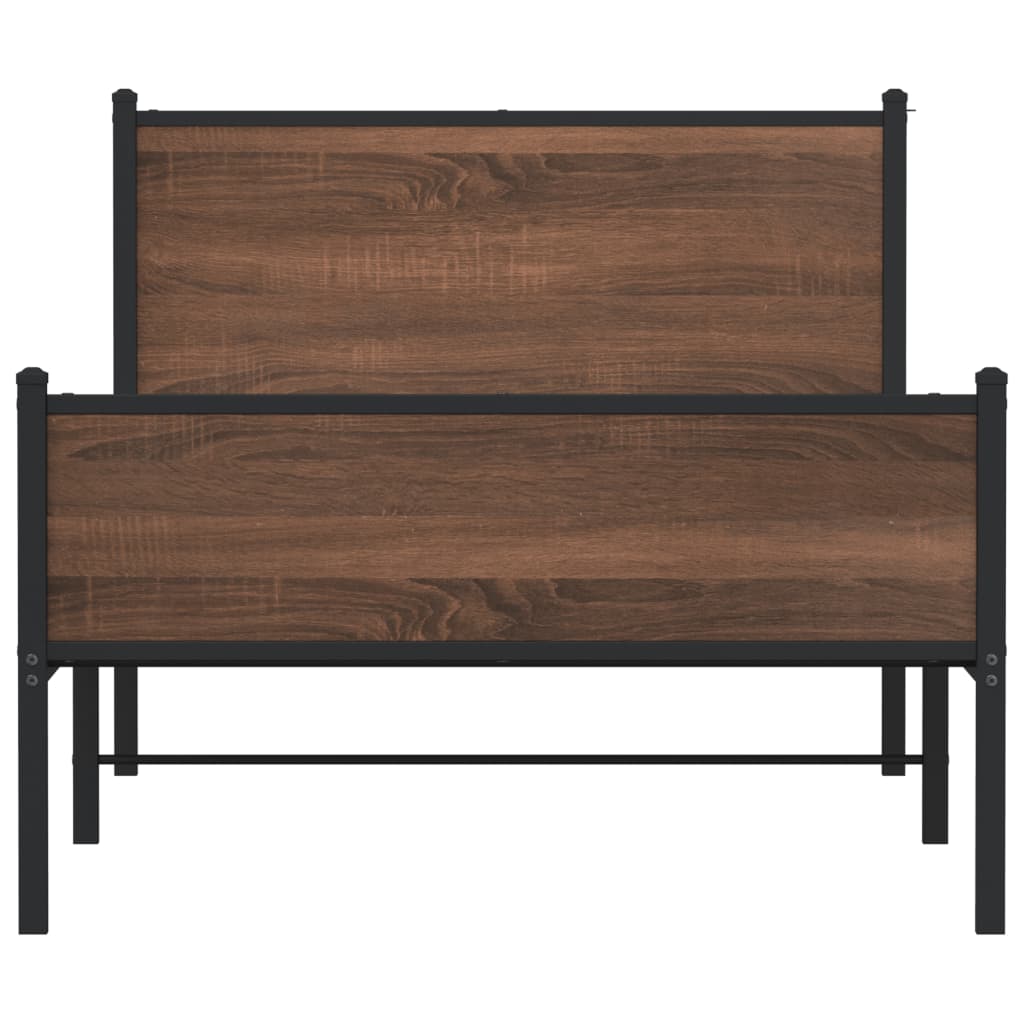 sengeramme 100x190 cm uden madras metal brun egetræsfarve