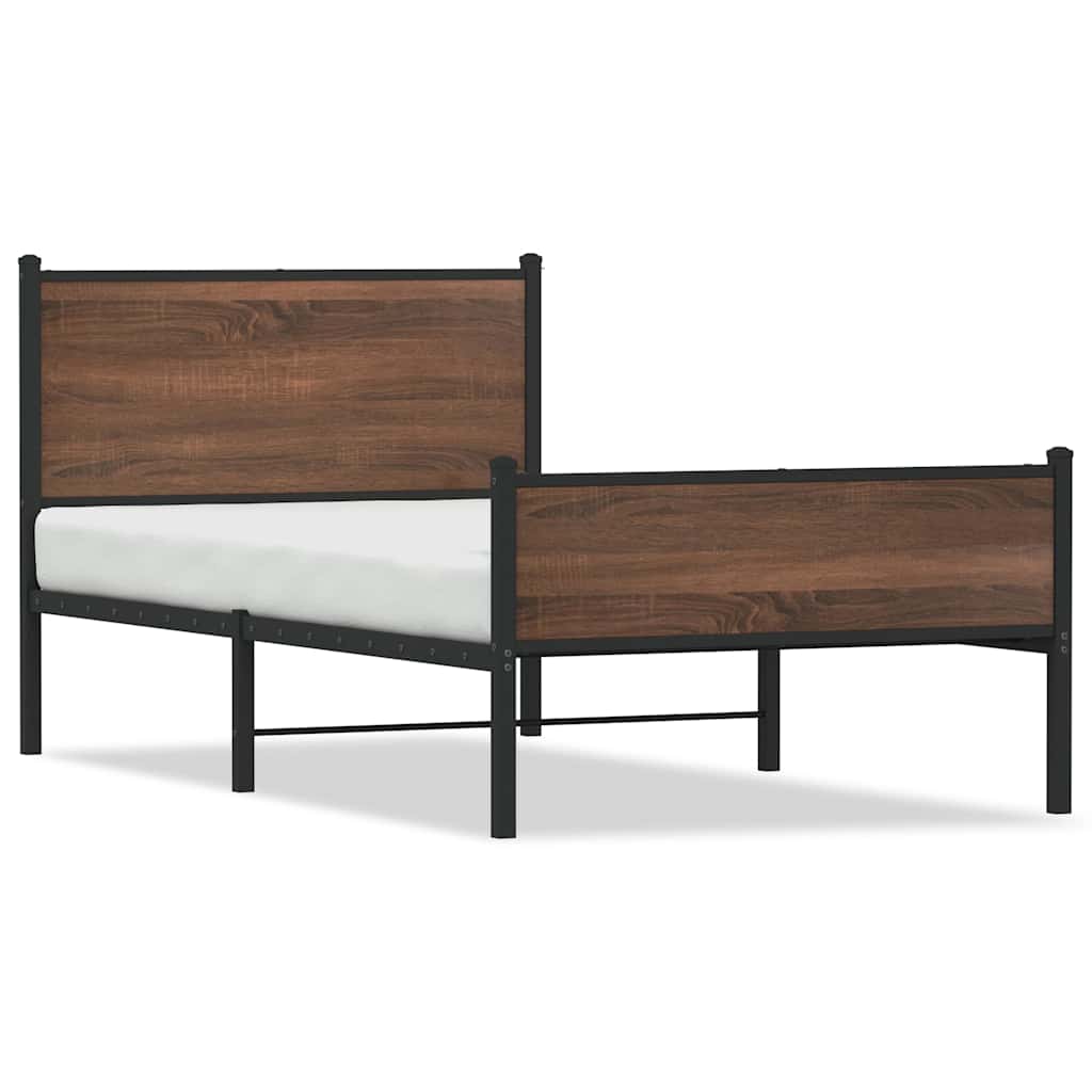 sengeramme 100x200 cm uden madras metal brun egetræsfarve