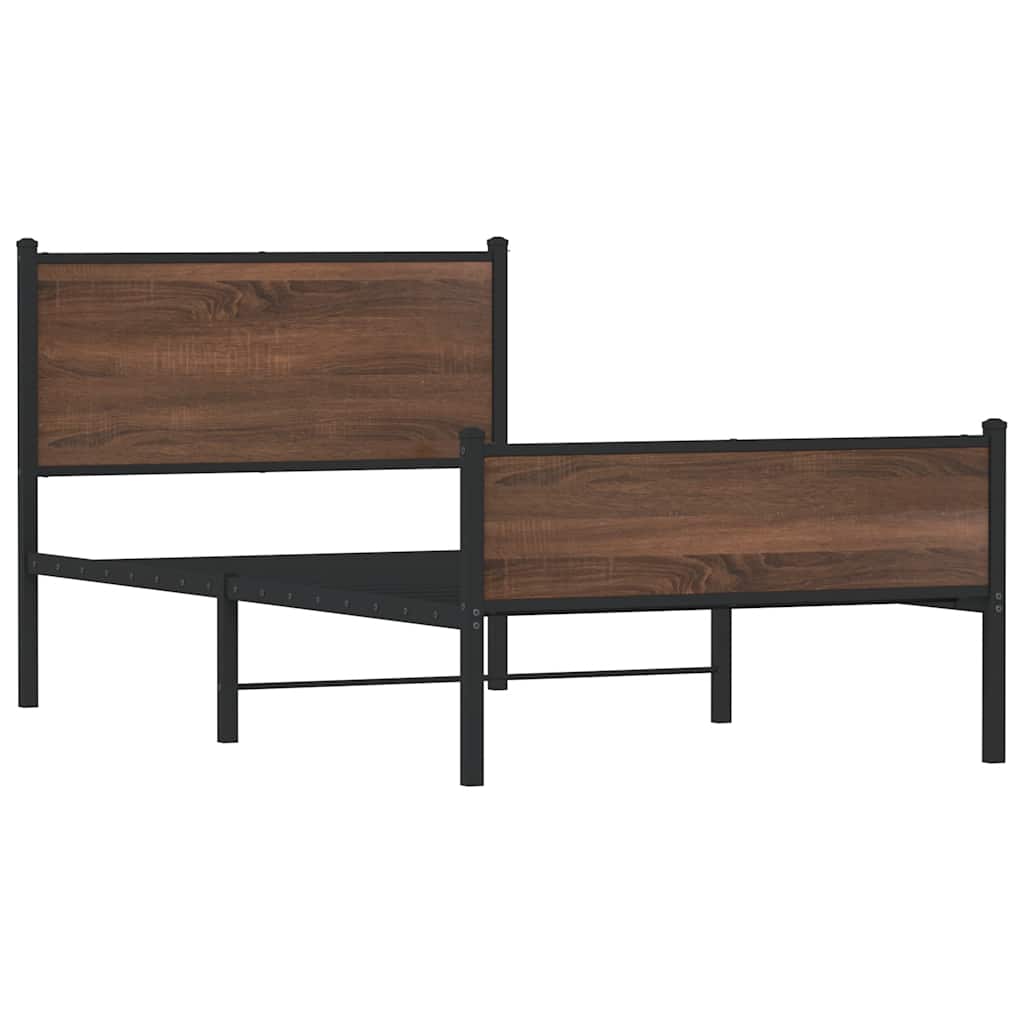 sengeramme 100x200 cm uden madras metal brun egetræsfarve