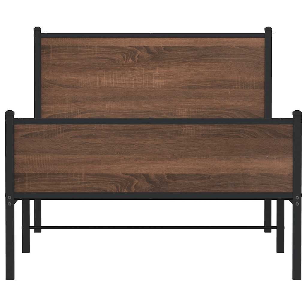sengeramme 100x200 cm uden madras metal brun egetræsfarve
