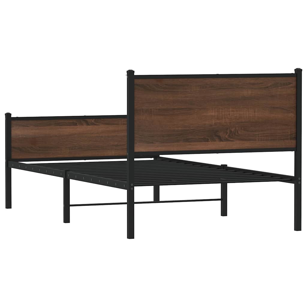 sengeramme 107x203 cm uden madras metal brun egetræsfarve