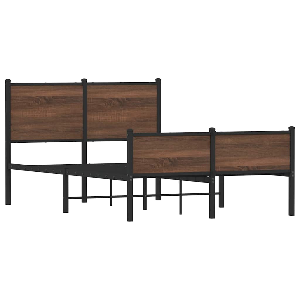 sengeramme 120x200 cm uden madras metal brun egetræsfarve