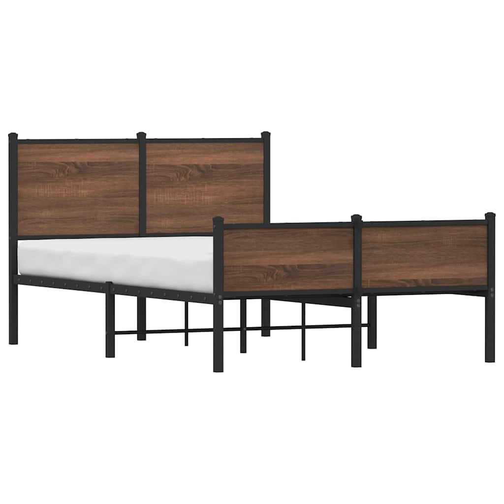 sengeramme 120x200 cm uden madras metal brun egetræsfarve