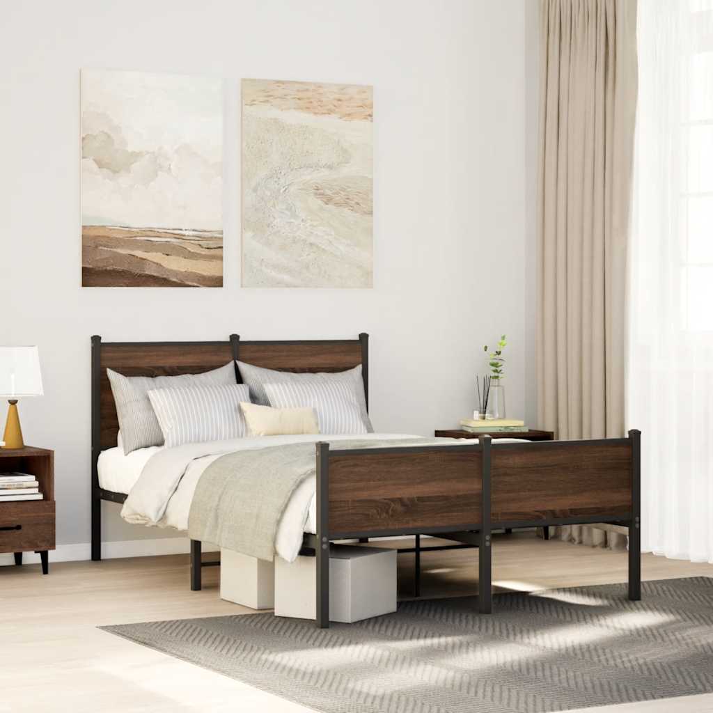sengeramme 120x200 cm uden madras metal brun egetræsfarve