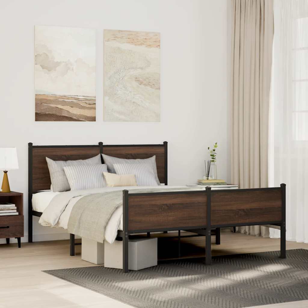 sengeramme uden madras 137x190 cm brun egetræ