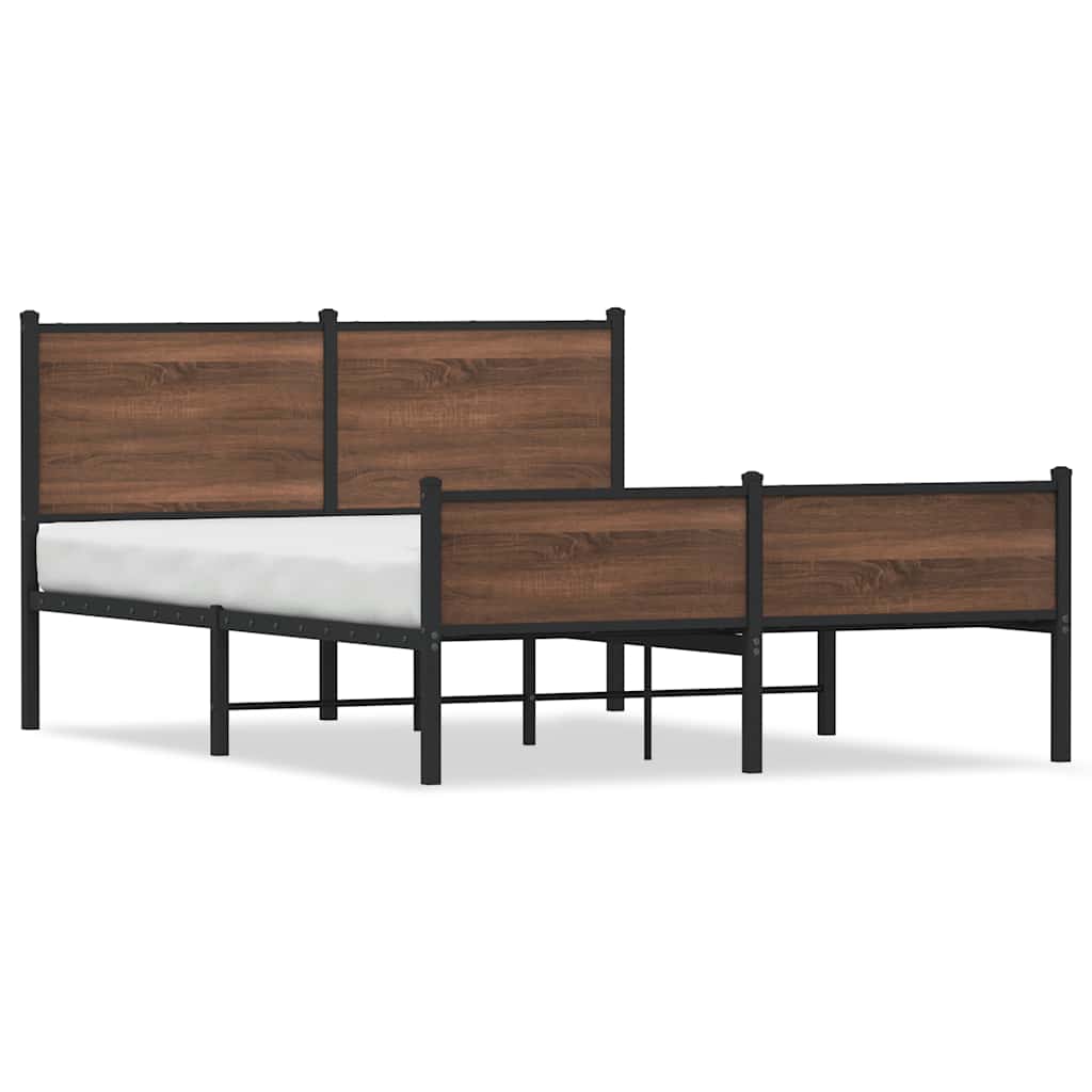 sengeramme 140x190 cm uden madras metal brun egetræsfarve