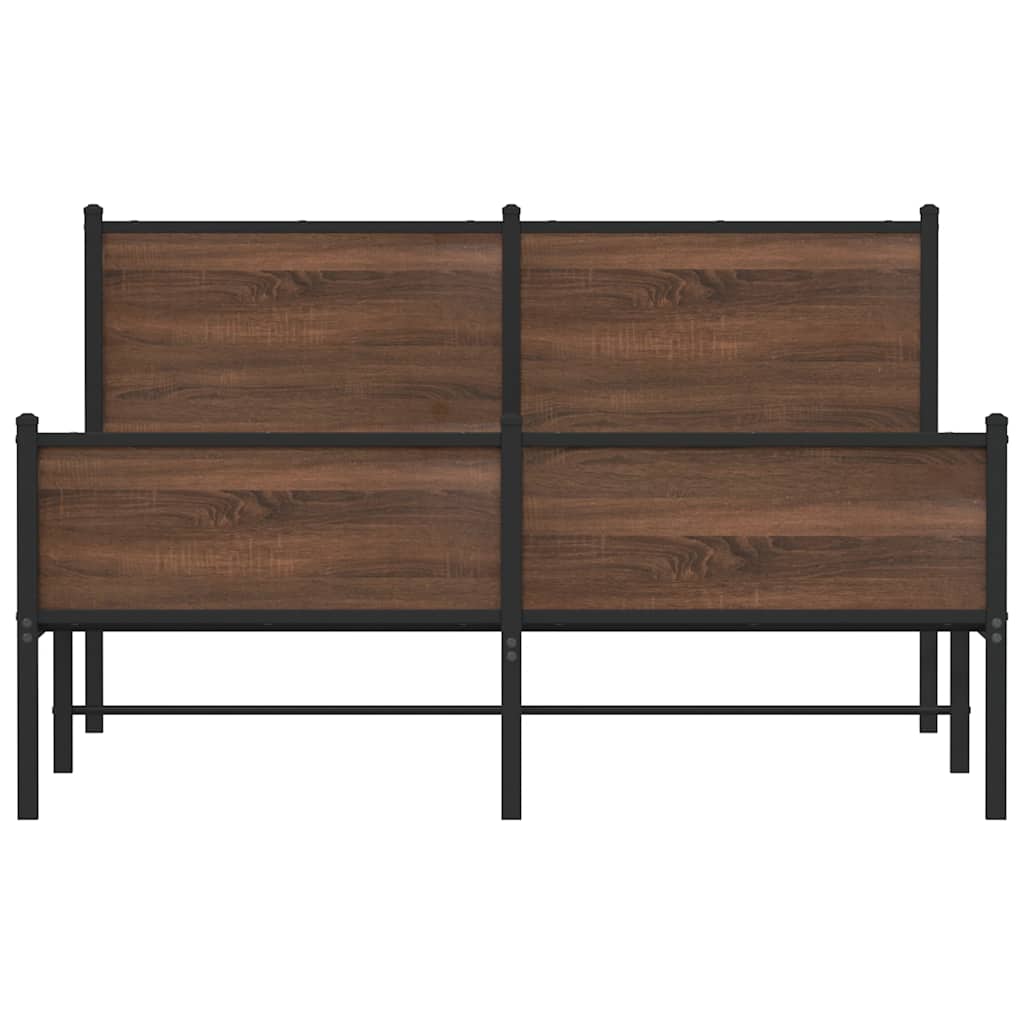 sengeramme 140x190 cm uden madras metal brun egetræsfarve
