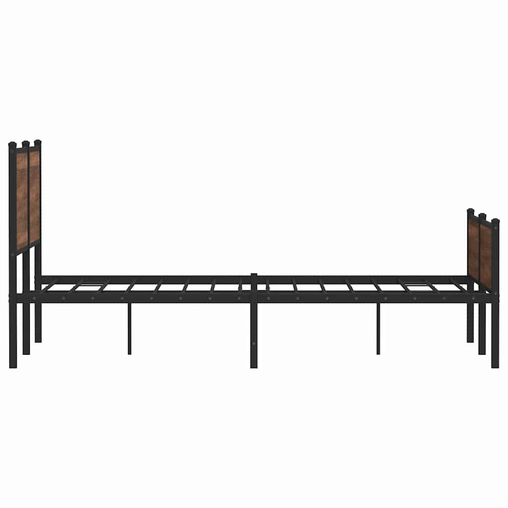 sengeramme 140x190 cm uden madras metal brun egetræsfarve