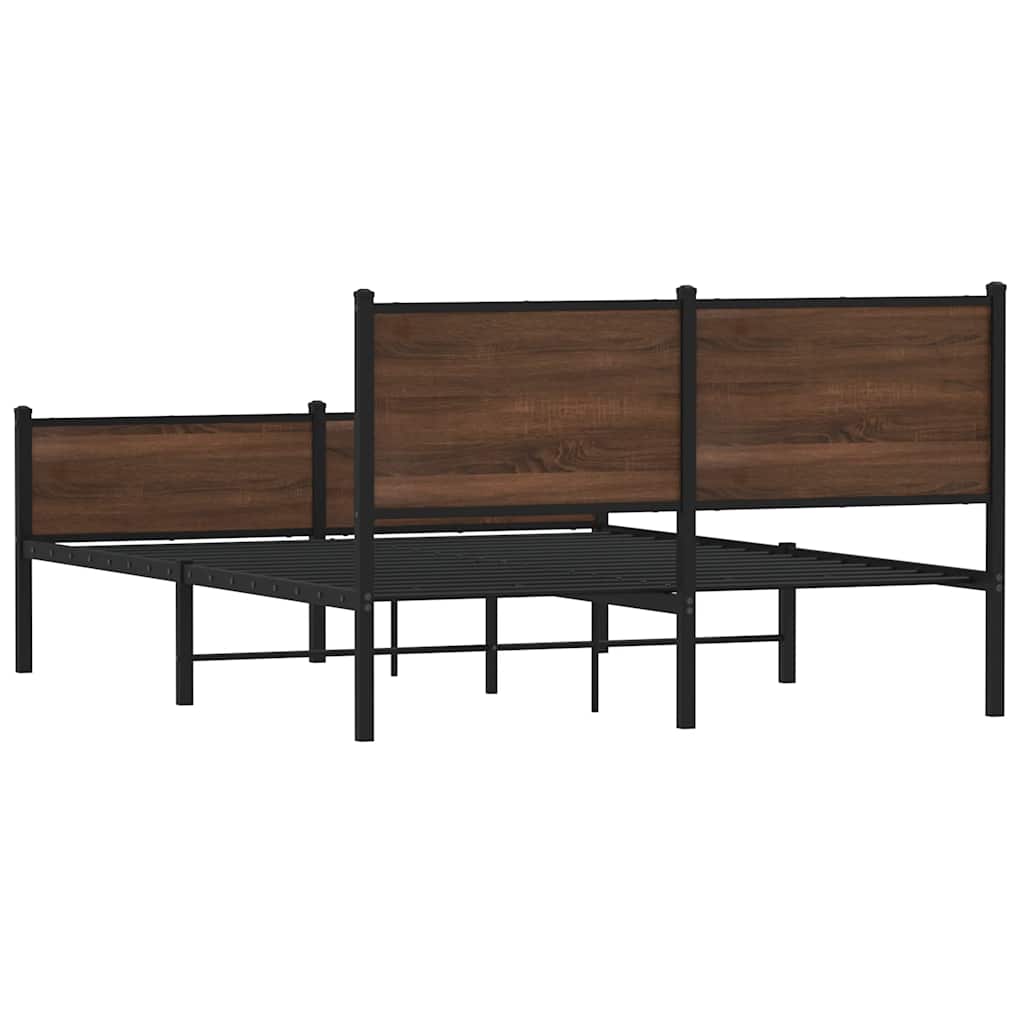 sengeramme 140x190 cm uden madras metal brun egetræsfarve