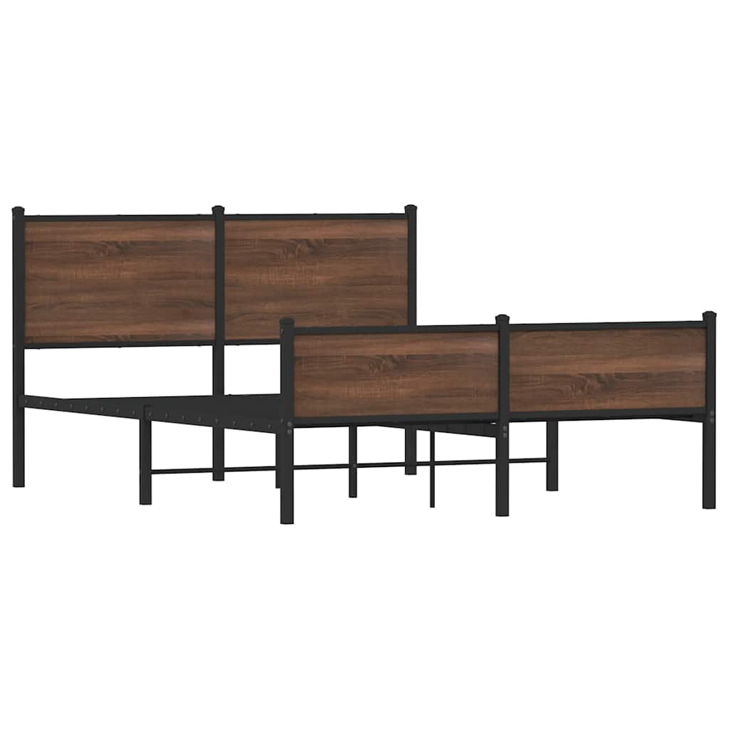 sengeramme 140x200 cm uden madras metal brun egetræsfarve