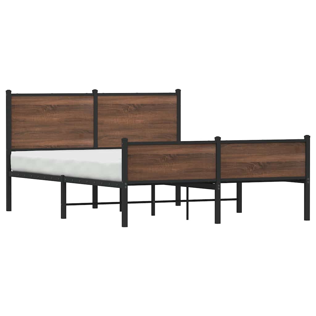 sengeramme 140x200 cm uden madras metal brun egetræsfarve