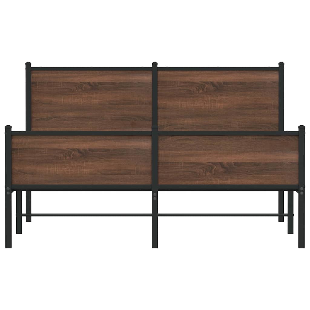 sengeramme 140x200 cm uden madras metal brun egetræsfarve