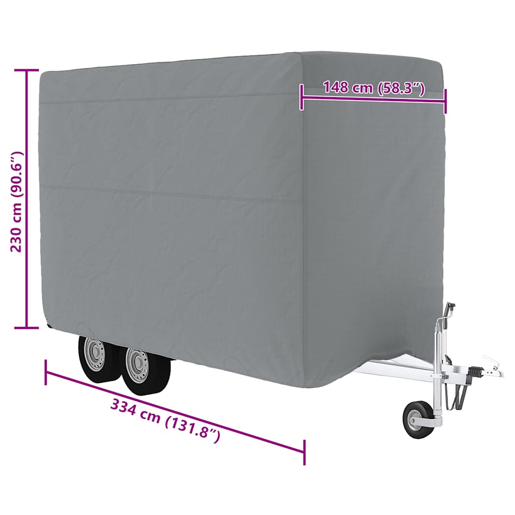 hestetrailerovertræk 334x148x230 cm ikke-vævet stof grå